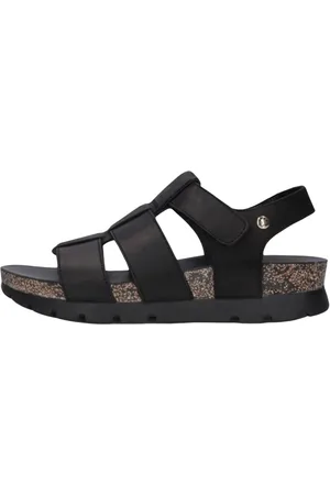 Panama Jack Schoenen, Dames, Zwart, 36 EU, Leer, Zwarte Leren Sandalen Sammy