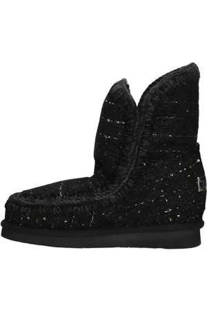 Mou Schoenen, Dames, Zwart, 41 EU, Tweed, Zwarte Inner Wedge Tweed Enkellaarsjes