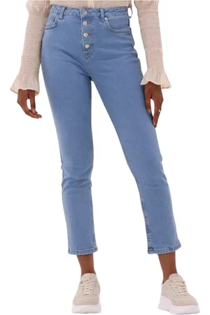 NA-KD Jeans, Dames, Blauw, S, Katoen, Knoop Skinny Jeans Blauw