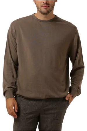Profuomo Truien, Heren, Bruin, S, Katoen, Heren Crew Neck Pullover Sweater