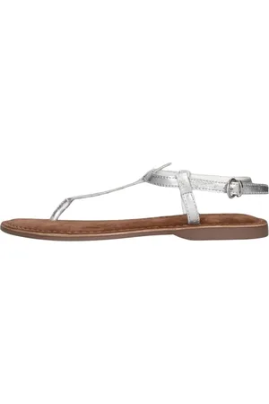 Lazamani Schoenen, Dames, Grijs, 40 EU, Leer, Metallic Zilveren Sandalen