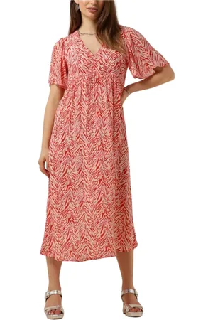 Moliin Kleedjes, Dames, Veelkleurig, S, Agnes Midi Jurk in Roze