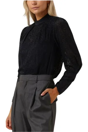 Scotch&Soda Blouses & Shirts, Dames, Blauw, M, Mock Neck Blouse met Open Rug