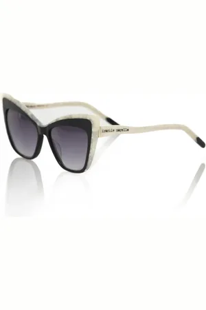 FRANKIE MORELLO Accessoires, Dames, Zwart, ONE Size, Zwarte Cat Eye Zonnebril met Parelmoer Accenten