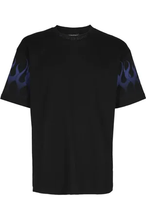 Vision Of Super Tops, Heren, Zwart, L, Katoen, Blauw Vlam T-shirt