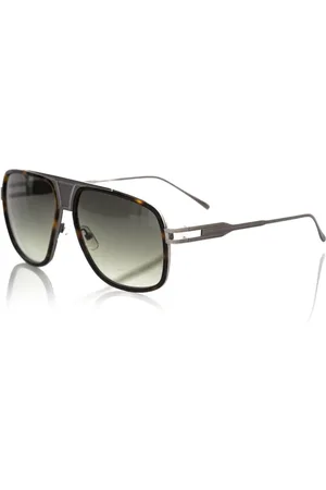 FRANKIE MORELLO Accessoires, Heren, Bruin, ONE Size, Havana Shield Zonnebril met Metalen Accent