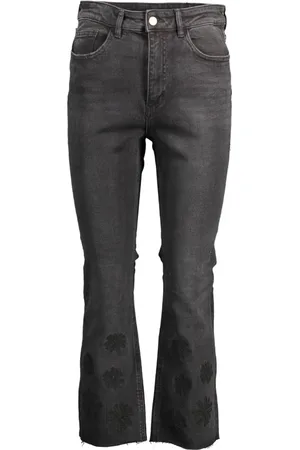Desigual Jeans, Dames, Zwart, S, Katoen, Geborduurde katoenen jeans met contrastdetails