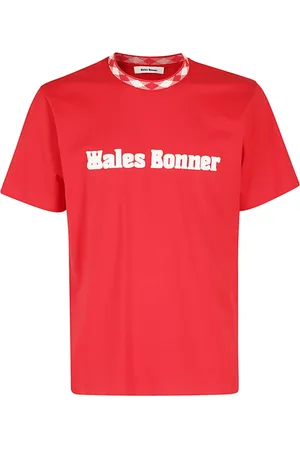 WALES BONNER Tops, Heren, Rood, M, Katoen, Klassieke Katoenen T-shirt