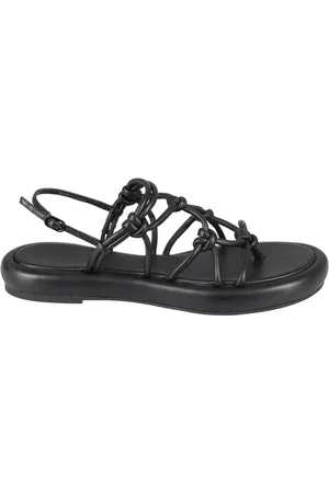 Studio Amelia Schoenen, Dames, Zwart, 40 EU, Leer, Chunky Flat Sandalen