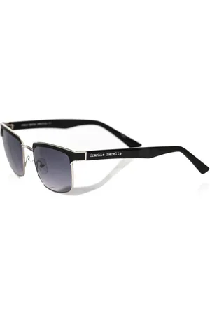 FRANKIE MORELLO Accessoires, Heren, Zwart, ONE Size, Leer, Zwarte Leren Clubmaster Zonnebril