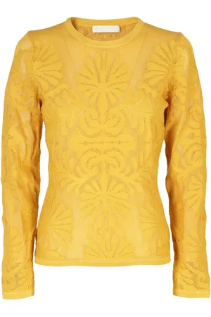 ULLA JOHNSON Truien, Dames, Geel, S, Polyester, Stijlvolle Mira Pullover Sweater