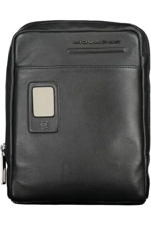 Piquadro Tassen, Heren, Zwart, ONE Size, Leer, Zwarte leren schoudertas met verstelbare band