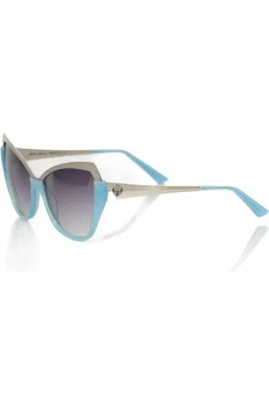 FRANKIE MORELLO Accessoires, Dames, Blauw, ONE Size, Stijlvolle Metallic Cat Eye Zonnebril