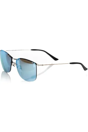 FRANKIE MORELLO Accessoires, Heren, Grijs, ONE Size, Zilveren Clubmaster Zonnebril met Blauwe Spiegel