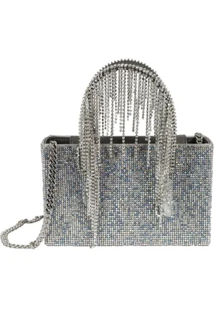 KARA Tassen, Dames, Blauw, ONE Size, Kristal Mesh Tote Tas