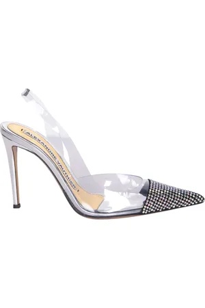 ALEXANDRE VAUTHIER Schoenen, Dames, Grijs, 37 EU, Leer, Transparante pumps met kristallen versiering