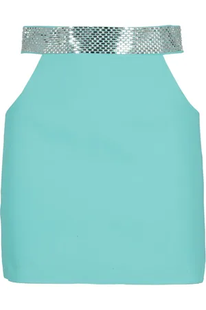GIUSEPPE DI MORABITO Tops, Dames, Blauw, S, Satijn, Elegante Satijnen Jurk