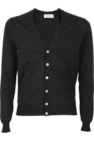 FILIPPO DE LAURENTIIS Truien, Heren, Grijs, L, Royal Merino Knoop Cardigan