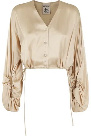 SEMICOUTURE Blouses & Shirts, Dames, Bruin, S, Elegante Bloemenjurk