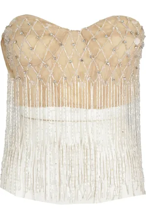 Des Phemmes Tops, Dames, , S, Tule, Geborduurde Tule Top