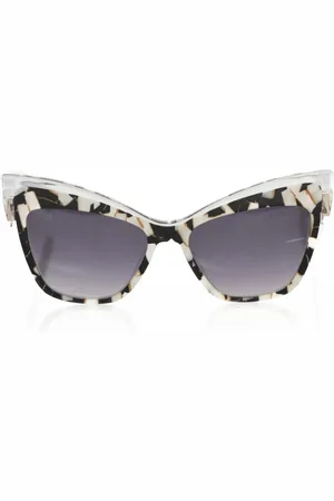 FRANKIE MORELLO Accessoires, Dames, Veelkleurig, ONE Size, Zwarte Cat Eye Zonnebril met Moeder van Parel
