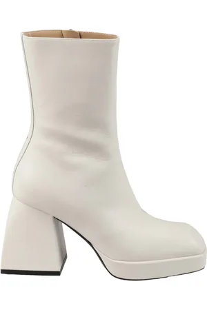 NODALETO Schoenen, Dames, Wit, 39 EU, Leer, Korte Haklaars