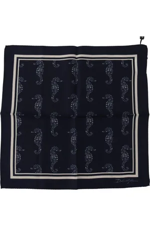 Dolce & Gabbana Accessoires, Heren, Veelkleurig, ONE Size, Blauw Seahorse Print Zijden Sjaal