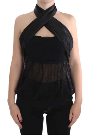 Exte Tops, Dames, Zwart, XS, Polyester, Zwarte Neck Wrapt Top Blouse