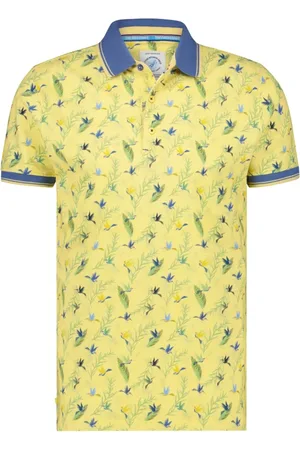 A fish named fred Tops, Heren, Geel, L, Katoen, Gele poloshirt met korte mouw