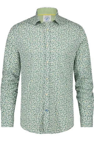 A fish named fred Overhemden, Heren, Groen, M, Katoen, Groen Casual Overhemd met Print