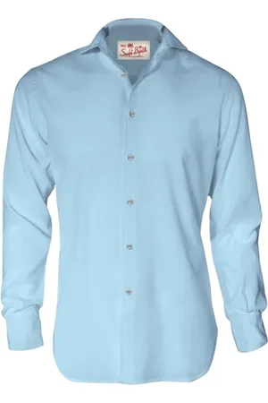 MC2 SAINT BARTH Overhemden, Heren, Blauw, M, Linnen, Linnen Herenoverhemd