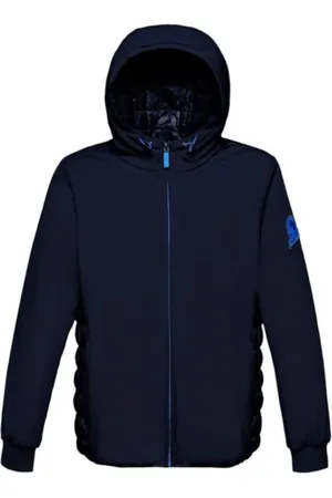 Invicta Jassen, Heren, Blauw, S, Polyester, Gewatteerde jas met capuchon
