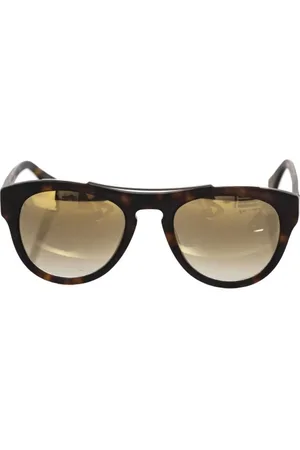 FRANKIE MORELLO Accessoires, Heren, Bruin, ONE Size, Klassieke Havana zonnebril met champagneglazen