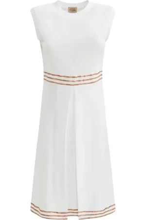 ALVIERO MARTINI 1A CLASSE Kleedjes, Dames, Wit, M, Katoen, Geo Classic Mouwloze Piquet Jurk