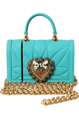 Dolce & Gabbana Accessoires, Dames, Blauw, ONE Size, Quilted Heart Airpods Cover met Ketting