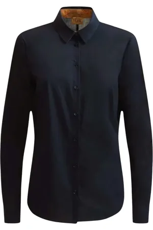 ALVIERO MARTINI 1A CLASSE Blouses & Shirts, Dames, Zwart, S, Katoen, Zwarte Overhemd Lange Mouwen 0902