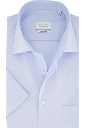 ETERNA Overhemden, Heren, Blauw, 3Xl, Katoen, Modern Fit korte mouw overhemd blauw