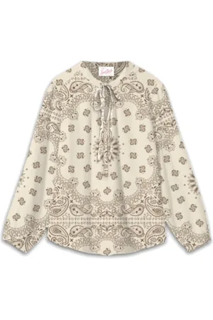 MC2 SAINT BARTH Blouses & Shirts, Dames, Veelkleurig, S, Zijden Voile Bandana Print Damesblouse