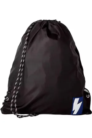 Neil Barrett Tassen, Heren, Zwart, ONE Size, Nylon, Stijlvolle Nylon Trekkoord Rugzak