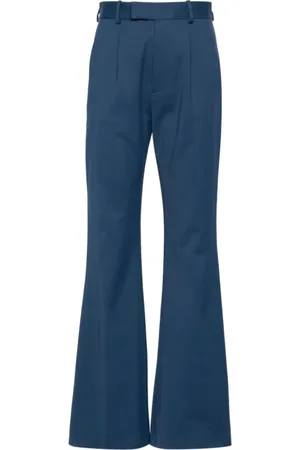 Vivienne Westwood Broeken, Dames, Blauw, S, Leer, Blauwe Getailleerde Broek met Plooien