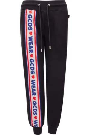 GCDS Broeken, Dames, Zwart, M, Katoen, Zwarte Joggingbroek met Logo