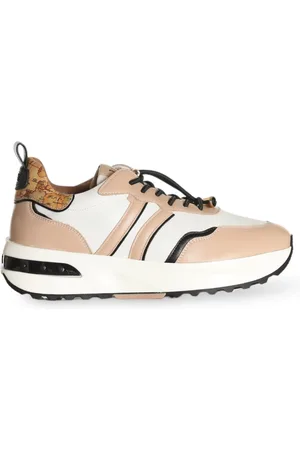 ALVIERO MARTINI 1A CLASSE Schoenen, Dames, , 36 EU, Leer, Nude Sneakers met Geo Classic Print