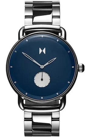 MVMT Accessoires, Heren, Blauw, ONE Size, Revolver Roestvrijstalen Horloge Blauw