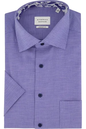 ETERNA Overhemden, Heren, Blauw, L, Katoen, Klassiek blauw business overhemd korte mouw