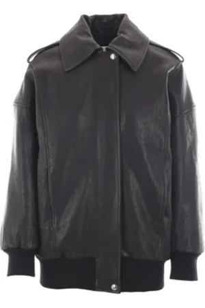 Alexander McQueen Jassen, Dames, Zwart, XS, Leer, Zwarte Oversized Leren Jas