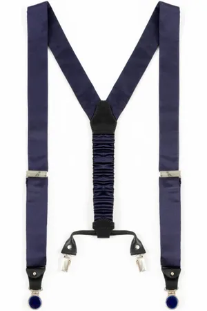 COR SINE LABE DOLI Accessoires, Heren, Blauw, ONE Size, Zijden gekruiste bretels met keramische clip