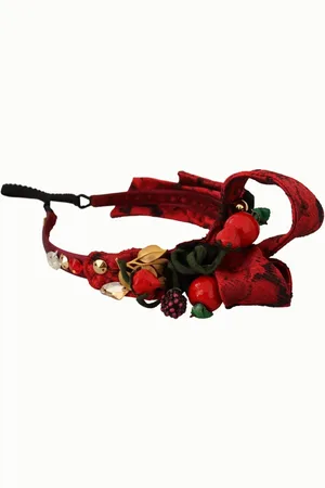 Dolce & Gabbana Accessoires, Dames, Veelkleurig, ONE Size, Rode Cherry Sicily Diadem Tiara Kristallen