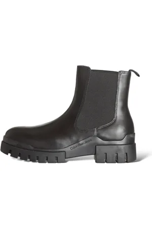 Calvin Klein Schoenen, Heren, Zwart, 42 EU, Leer, Leren Enkellaarsjes Trendy Stijl