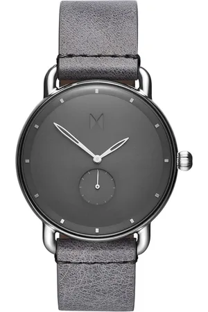 MVMT Accessoires, Heren, Grijs, ONE Size, Revolver Leren Horloge Grijs