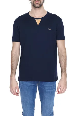 ALVIERO MARTINI 1A CLASSE Tops, Heren, Blauw, S, Katoen, Blauw Katoenen T-shirt Korte Mouwen Ronde Halslijn